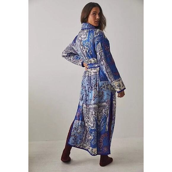 Free People Intimately In Your Dream Robe Purple Paisley Size XS - Picture 3 of 15